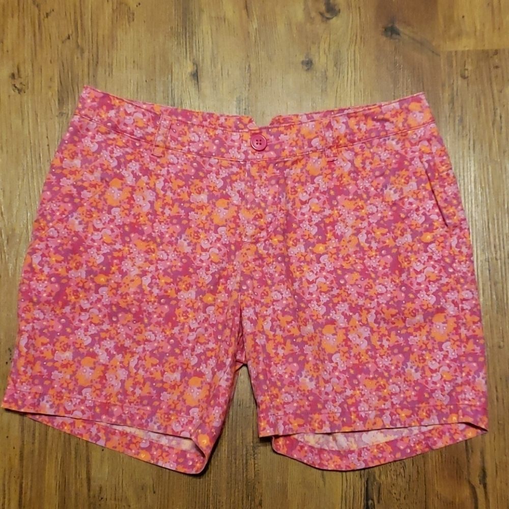 Columbia pink purple orange abstract shorts